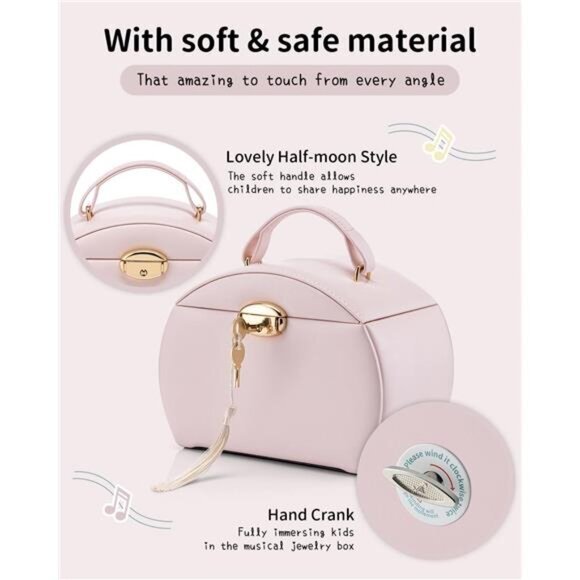 Kids Musical Jewelry Box for Girls with Drawer, Music Box with White Ballerina - Picture 5 of 6